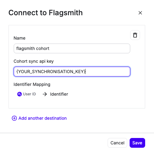 Amplitude Flagsmith destination configuration